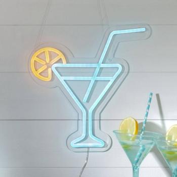 Plexy LED fali lámpa, narancssárga/kék, koktélpohár, dugasz kép