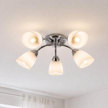Portos mennyezeti világítás, 5 izzós, fehér/króm, fém, Ø 54 cm kép