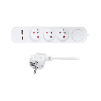 PP113PD20 - Hosszabbító kábel kapcsolóval, 3 aljzattal, USB-A és USB-C töltéssel, 5 m PP113PD20 kép