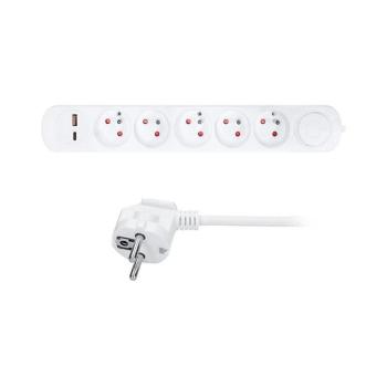 PP152PD20 - 3 m hosszú hosszabbító kábel kapcsolóval, 5 aljzattal és USB A+C töltéssel PP152PD20 kép
