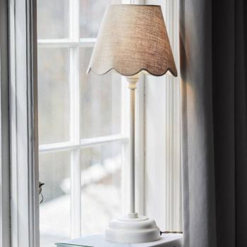PR Home asztali lámpa Lottie Jasmine vászon bézs/off-white Ø21cm kép