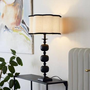 PR Home Flory asztali lámpa, fekete/természetes szín, magasság 70 cm kép