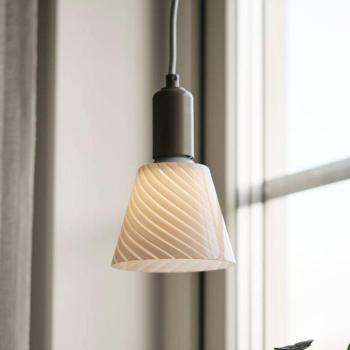 PR Home függőlámpa Tilda, fehér, Ø 12,5 cm, üveg, dugó, dugalj kép