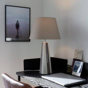 PR Home Leya asztali lámpa, barna/fehér, magasság 54 cm, fém/szövet kép