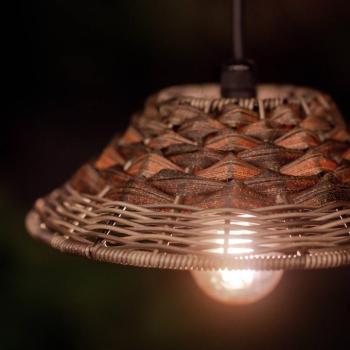 PR Home Lisen függőlámpa, rattan hatás, barna, Ø 27 cm kép