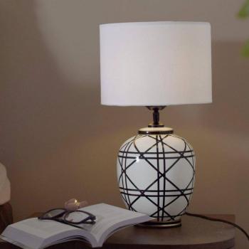 PR Home New York asztali világítás, fehér, magasság 46 cm, kerámia kép