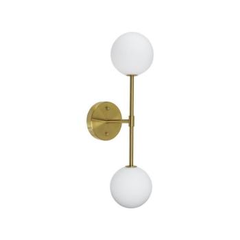 PR Home Sigma D fali lámpa, arany/opál, 2-lámpás, 49 cm-es üveg