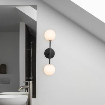 PR Home Sigma D fali lámpa, fekete/opál, 2 lámpás, 49 cm-es üveg kép