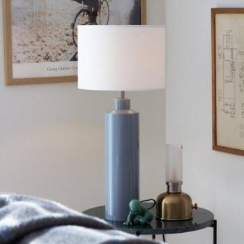 PR Home Solo asztali lámpa, kék/fehér, magasság 65 cm, fém/szövet kép