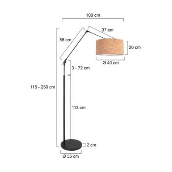Prestige Chic álló lámpa, fekete/barna, magasság 250 cm, parafa kép