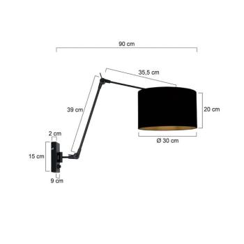 Prestige Chic fali lámpa, fekete/fekete-arany, kinyúlás 90 cm kép