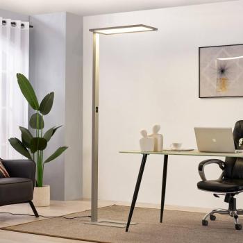 Prios LED irodai állólámpa Taronis, ezüst, 195 cm, sötétíthető kép