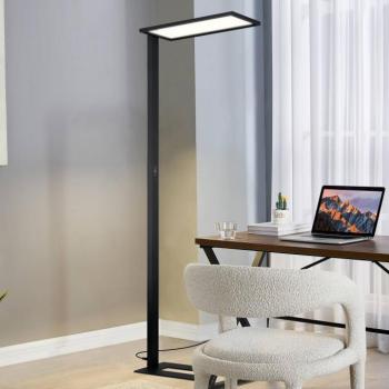 Prios LED irodai állólámpa Taronis, fekete, 195 cm, fényerőszabályozható kép