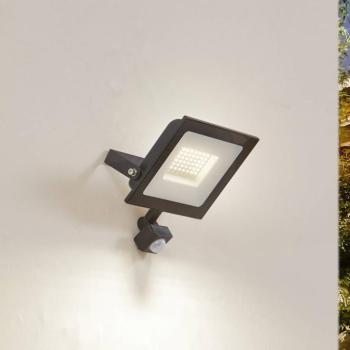 Prios LED kültéri spotlámpa Maikel, 50W, 4000lm, fém, érzékelővel kép