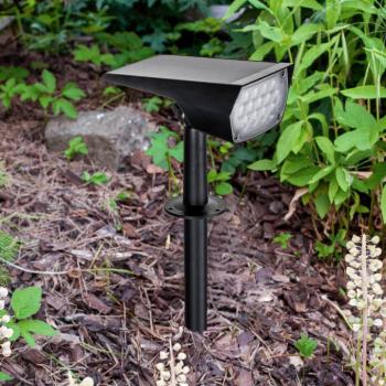 Prios LED napelemes reflektor Helier, 49 cm, fekete, földi tüske kép