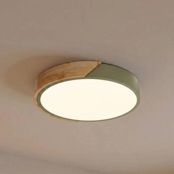 PRIOS Lynorri LED mennyezeti világítás, átmérő 32 cm, zöld, fa mintázatú