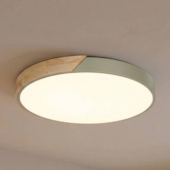 PRIOS Lynorri LED mennyezeti világítás, Ø 52 cm, zöld, fa mintázatú kép