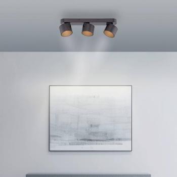 PURE Cup LED mennyezeti spotlámpa, fekete, hossza 56 cm, fém, 3 izzós kép
