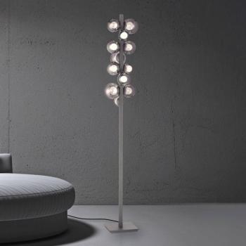 PURE Popup LED álló lámpa, szürke alumínium/üveg, 12 izzós fényerőszabályozóval kép