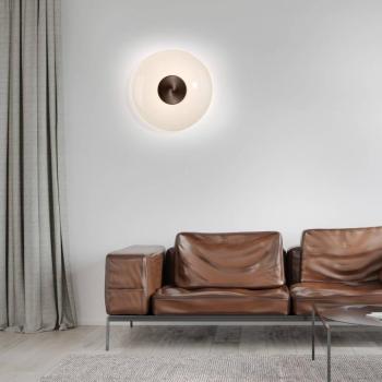 PURE Vitrum LED fali lámpa, barna/opál üveg/alumínium, Ø 22 cm kép