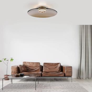 PURE Moon LED mennyezeti lámpa, bronz, Ø50 cm, borostyánszínű üveg (sötét) kép