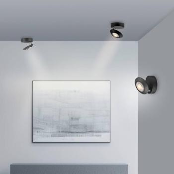 PURE Oculis LED mennyezeti lámpa, fekete, átmérő 15 cm, vas/üveg kép