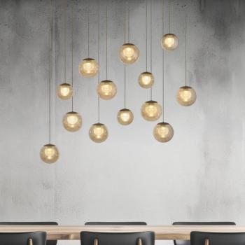 PURE Popup LED lógó lámpa, bronz/borostyán, hossza 100 cm, 13 izzóval kép