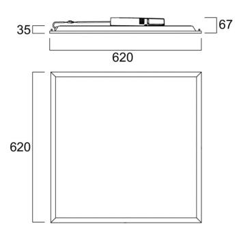 QUANTUM fehér LED-beépíthető panel, 62x62 cm, be-/kikapcsoló, 26 W, UGR19, IP54 kép