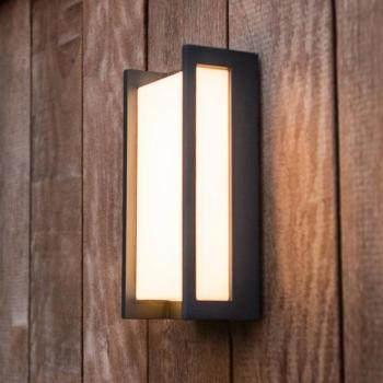 QUBO LED kültéri falilámpa, sötét szürke, magasság 22 cm, fém, IP54