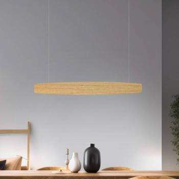 Quitani LED-es függőlámpa Persida, 98 cm hosszú, tölgyfa, 2700 K kép