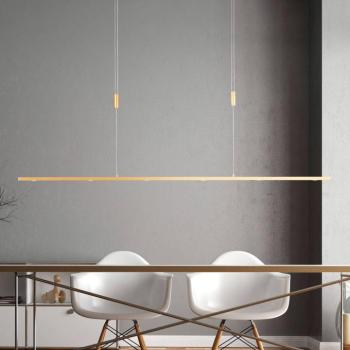 Quitani LED függő lámpa Tolu, hossza 139 cm, sárgaréz kép