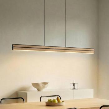 Quitani LED lógó lámpa Lisene, tölgy/fekete, CCT 117 cm, dimmelhető