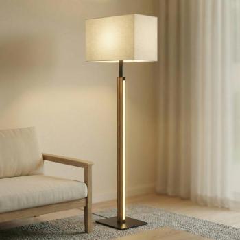 Quitani Lisene LED álló lámpa, tölgy/fekete/természetes, 162 cm, dimmelhető