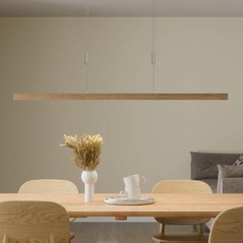Quitani LED függő lámpa Nora, természetes tölgy, hossza 118 cm kép