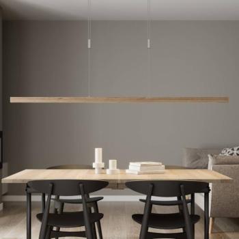 Quitani LED függő lámpa Nora, természetes tölgy, hossza 158 cm kép