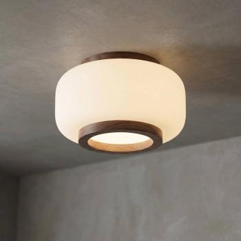 Quitani Shiro LED mennyezeti világítás, Ø 28 cm, fa/üveg, CCT kép