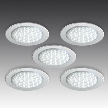 R 68-LED süllyesztett spotlámpa rozsdamentes acél megjelenésű, 5 darabos készlet kép