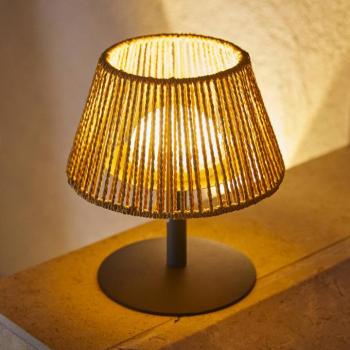 Raffy LED tölthető asztali világítás, antracit/világosbarna, magasság 22 cm, kép