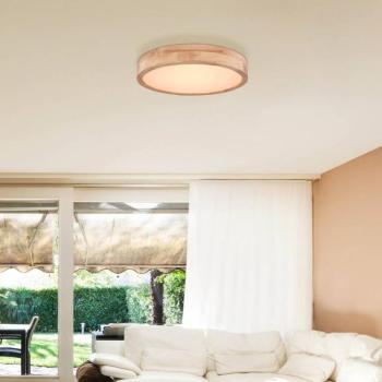 Rainer LED mennyezeti lámpa, Ø 40 cm, fa hatású, fém, CCT kép