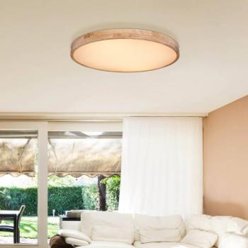 Rainer LED mennyezeti lámpa, Ø 80 cm, fa hatású, fém, CCT kép