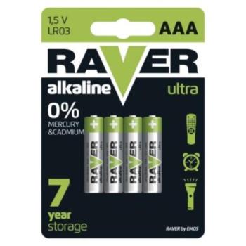 RAVER Alkáli elem AAA 4db/bliszter, 1,5V, B7911 kép