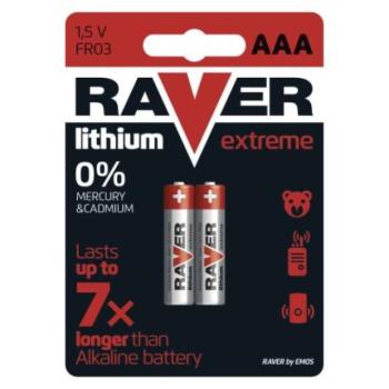 RAVER Lítium elem AAA 2db/bliszter kép