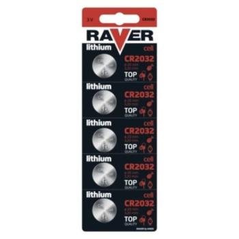 RAVER Lítium gombelem CR2032 5db/bliszter, 3V, B7332 kép