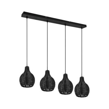 Reality - SPROUT zsinóros csillár 4xE14/30W/230V fekete/rattan R31294002 kép