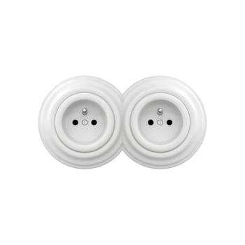 Reblig - Dupla retró fali aljzat kerettel 230V hófehér 2xRG0152+2xRG0150 kép