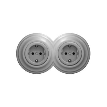 Reblig - Dupla retro fali aljzat kerettel SCHUKO 230V szürke 2xRG0053+2xRG0111 kép