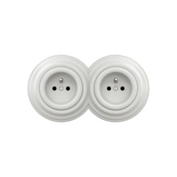 Reblig - Dupla retro fali dugalj, kerettel, 230 V, kerámiafehér 2xRG0008+2xRG0006 kép