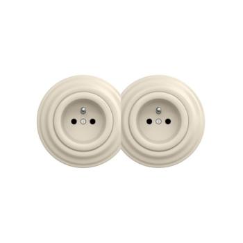 Reblig - Dupla retro fali dugaljzat kerettel 230 V bézs 2xRG0135+2xRG0133 kép