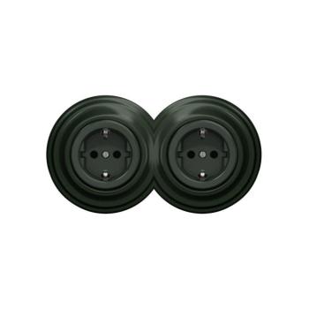Reblig - Dupla retro fali dugaljzat kerettel SCHUKO 230V zöld 2xRG0062+2xRG0112 kép