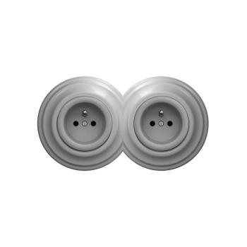Reblig - Dupla retro háztartási fali aljzat kerettel 230V szürke 2xRG0053+2xRG0051 kép